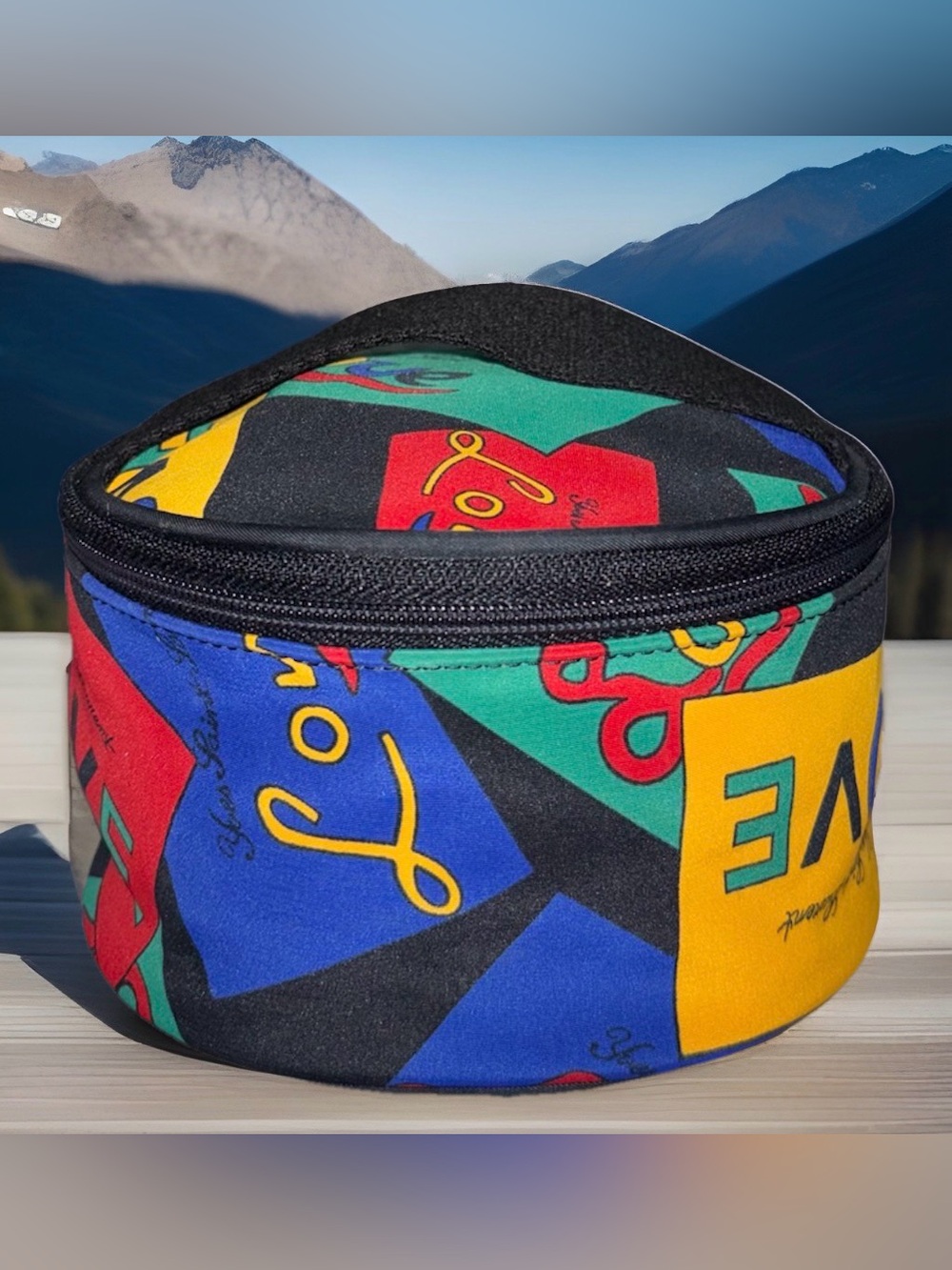 Yves Saint Laurent Authentic Vanity 
Pouch Black Multi Colored Nylon